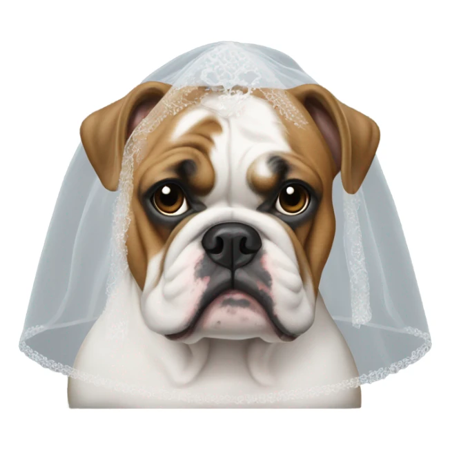 English bulldog with bridal veil sticker