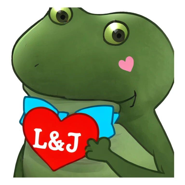 letter L and letter J in a love heart sticker