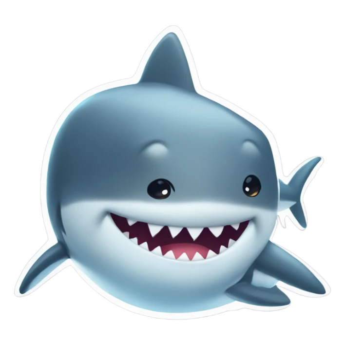 happy chubby chibi shark sticker