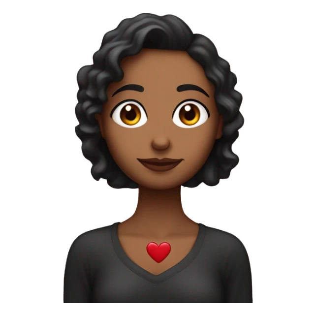 Haz una chica pelo rizado morena guapa con un corazón negro  sticker