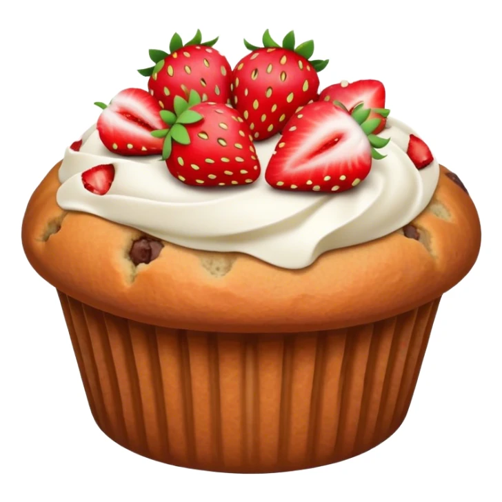 a muffin with small pieces of strawberry on top sticker