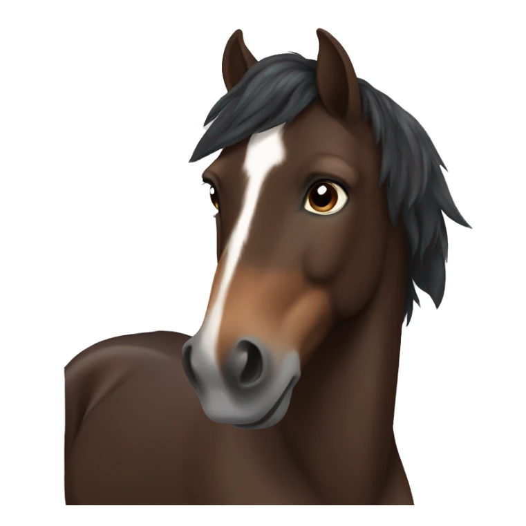 Dark brown horse with dark brown mane and small white marking on forehead sticker