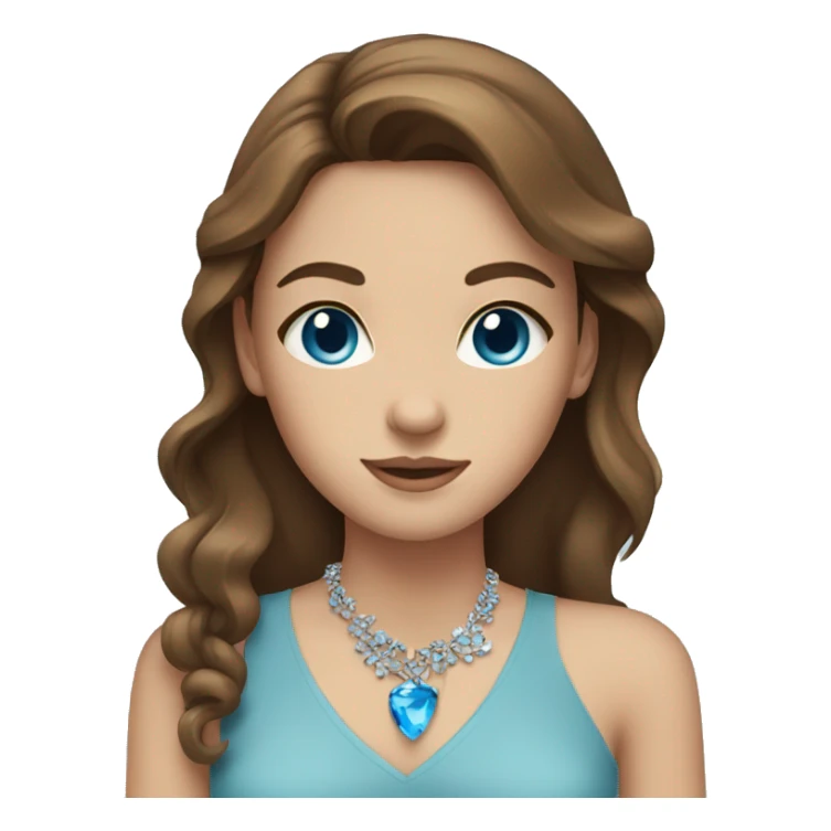 brown haired girl with jewelry with blue eyes sticker