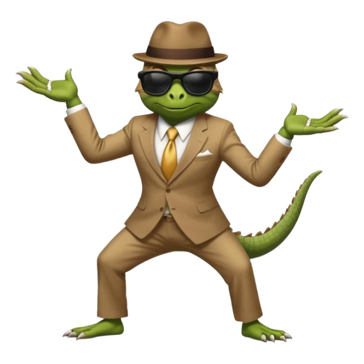 capitalist iguana banker godfather with black sunglasses breakdance startling sticker