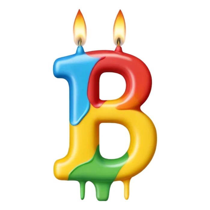 Birthday candles with the shape of the number 15 sticker