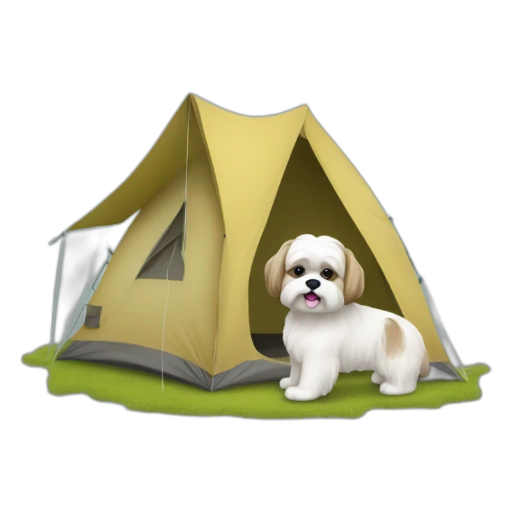 Camping con shi tzu dorado sticker