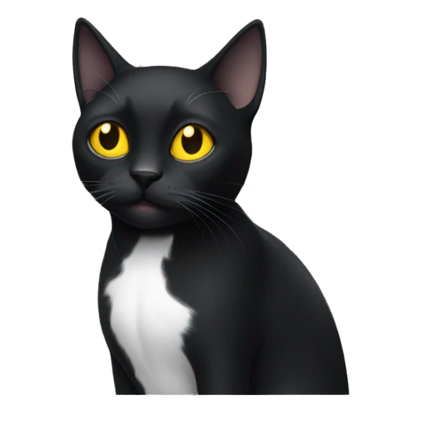 black cat with white chest and yellow eyes sticker