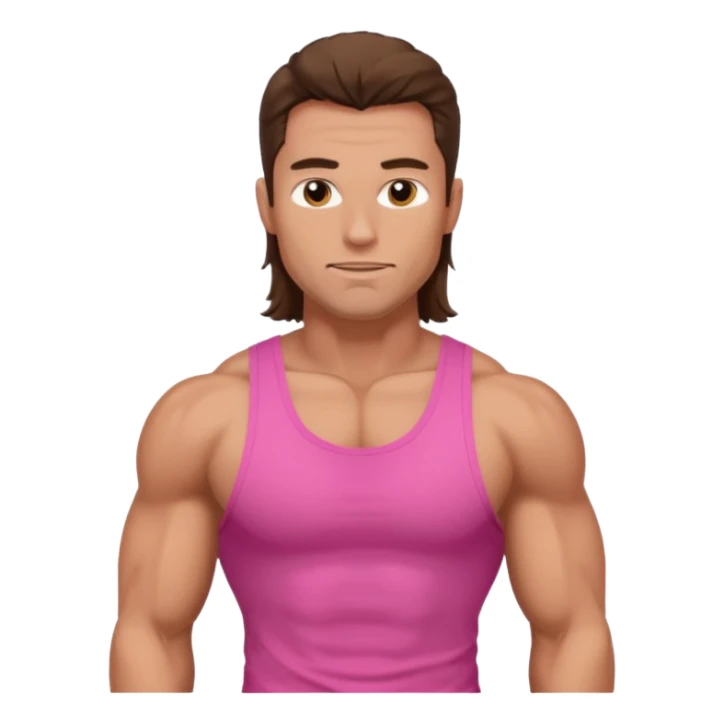 Long hair fat muscle men in pink tank top sticker