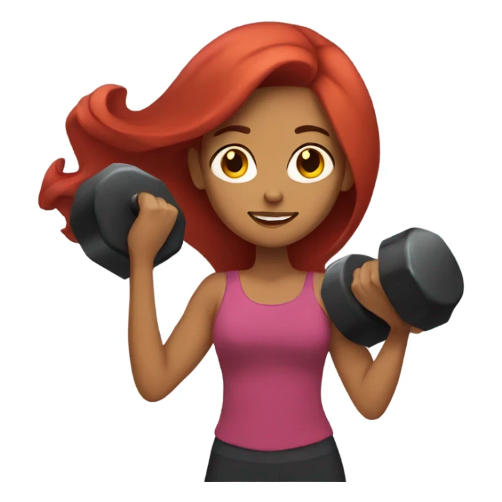 Latina with long red hair holding weights  sticker