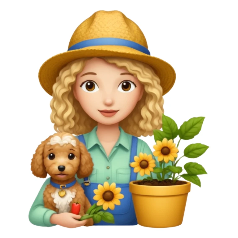 Cute lady gardener with a golden doodle buddy  sticker