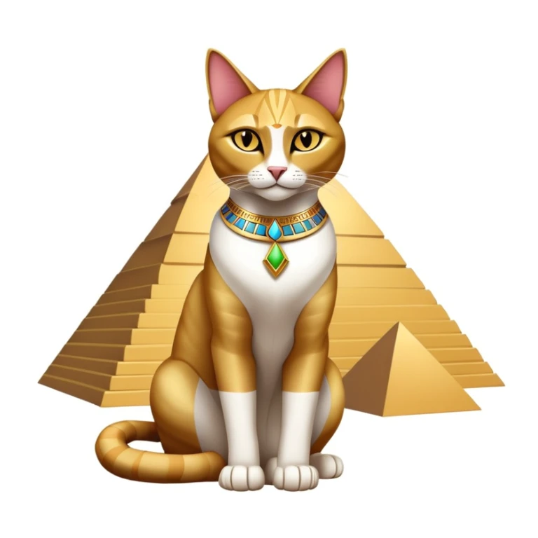 Egyptian cat full body sitting with pyramids background sticker