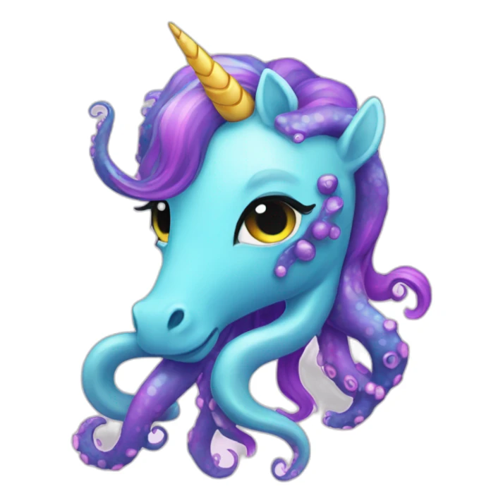 octopus unicorn colorfull hair sticker