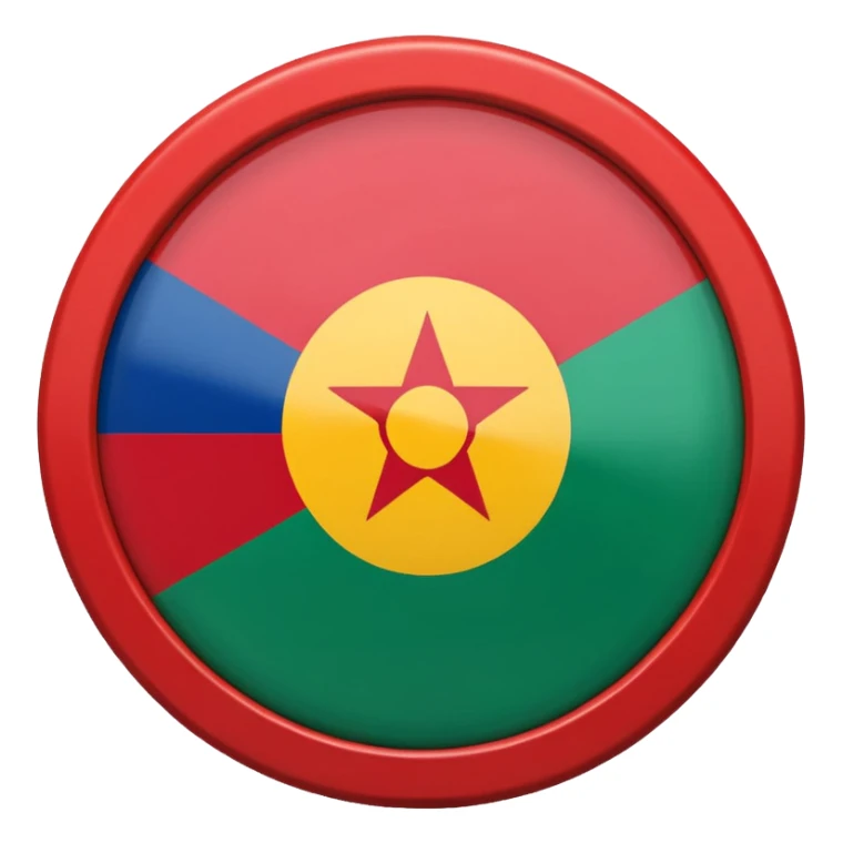 Emoji drapeau gitan bleu en haut vert en bas avec une roue rouge au millieu  roue en plein millieu du drapeau sticker