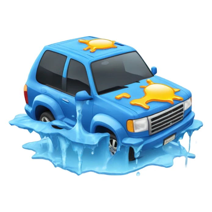 Blue suv melting like an ice block in the sun sticker