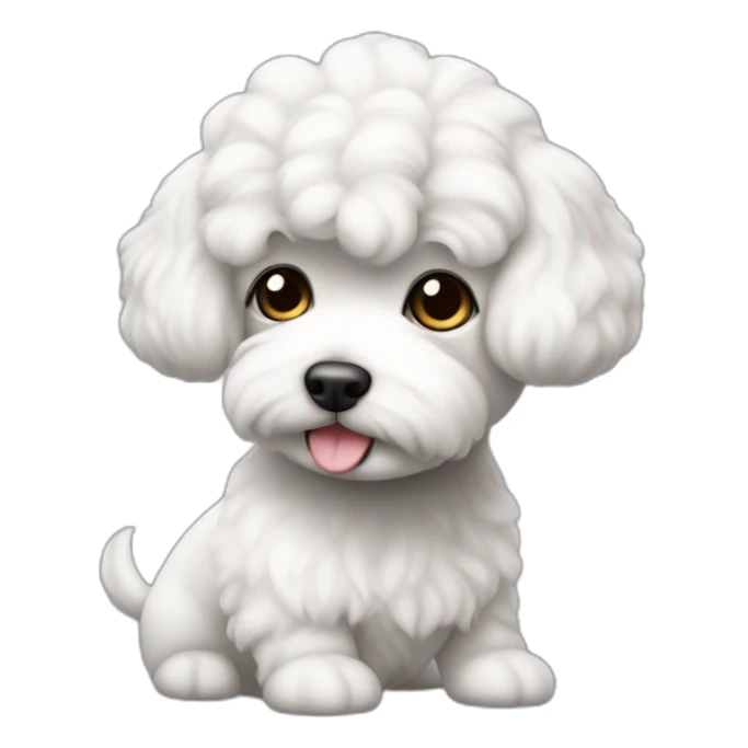 mujer piel blanca cabello negro en forma de chongo  y perro bichon blanco sticker