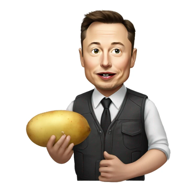 Elon Musk eating a potato sticker