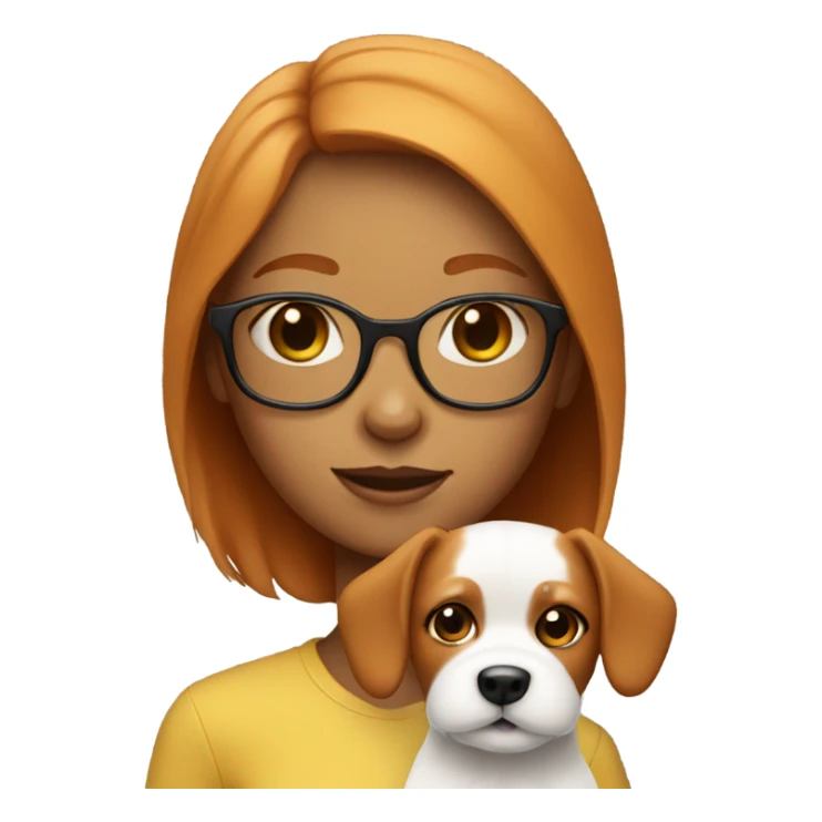 Tanned ginger girl with glasses holding small white dog  sticker