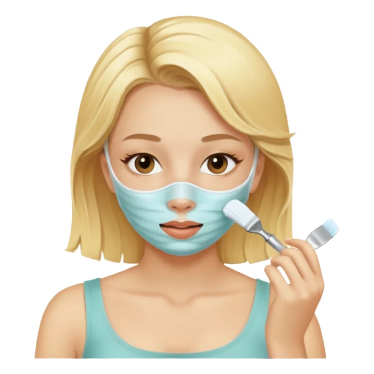 Una chica rubia haciendo skincare sticker