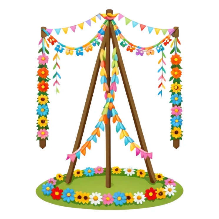 whimsical midsommarstång (maypole) with floral decorations sticker