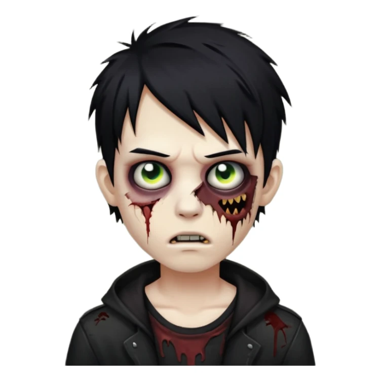 crie um menino zumbi emo sticker