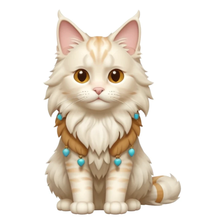 A 3D cartoon cream-white Maine Coon cat with thick fluffy fur, elegant posture, warm soft shadows, Memoji-style cinematic detail. full body or half body. sticker