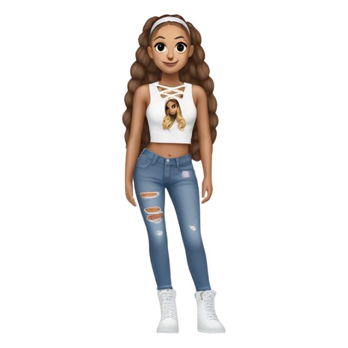 Ariana grande in a plush lace up croc top and short jeans  sticker