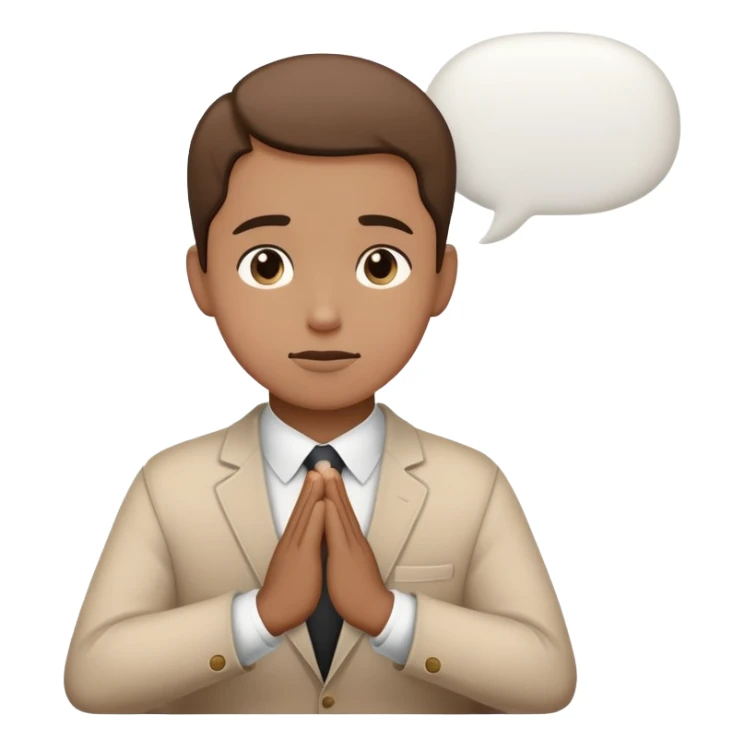 Person bowing politely with a small speech bubble that says thank you sticker