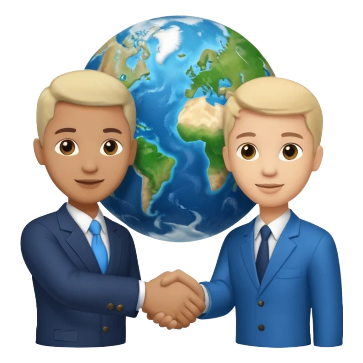 Shake hands and a globe showing negotiation of climate change with accurate image showing environment not just 2 person in a pic sticker