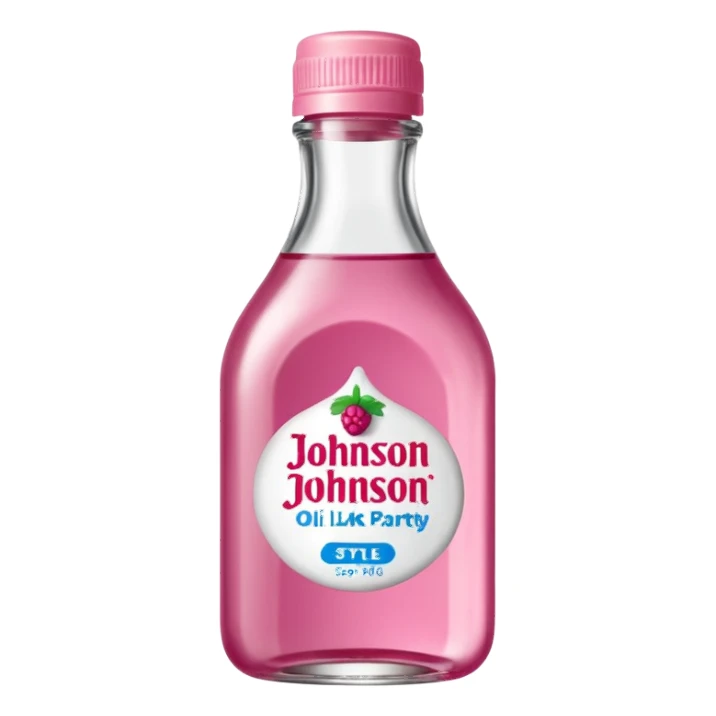 realistic Johnson and Johnson style bottle pink cap pink logo clear bottle with aint no party like a berry party written on the logo with diddy oil and a berry on top bottle sticker
