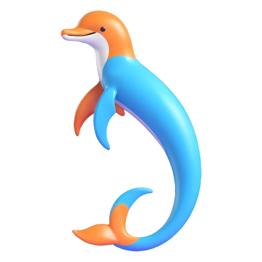 stylized and shiny 3D dolphin's tail with smooth curves sticker