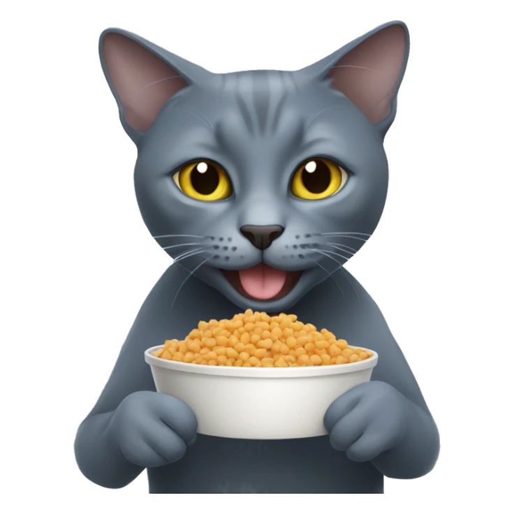 Russian Blue eating cat food sticker