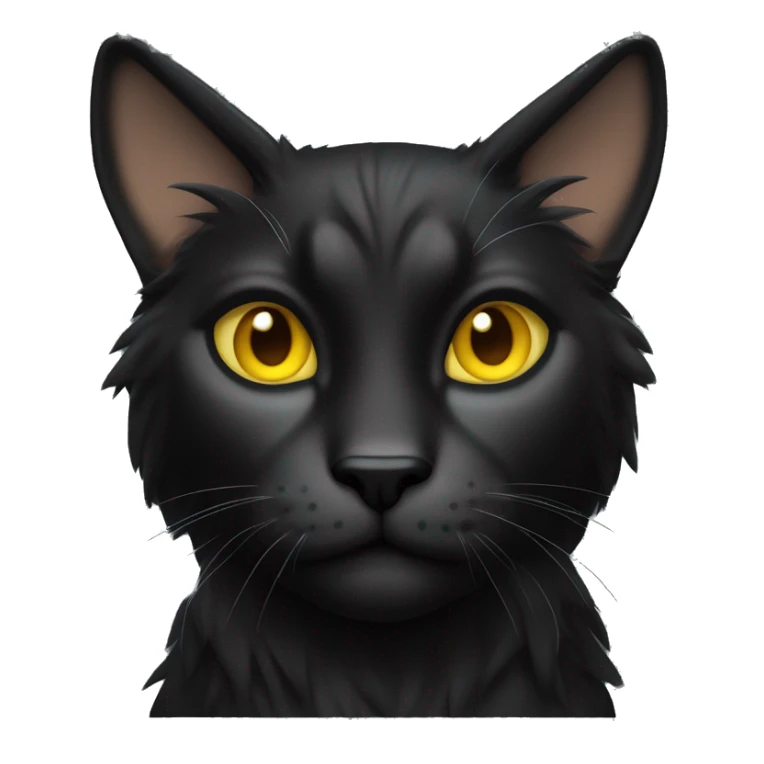 Pointed black ear tufts like lynx sleek solid black furred cat full body yellow eyes  sticker
