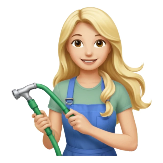 blonde long hair female gardener hose sticker