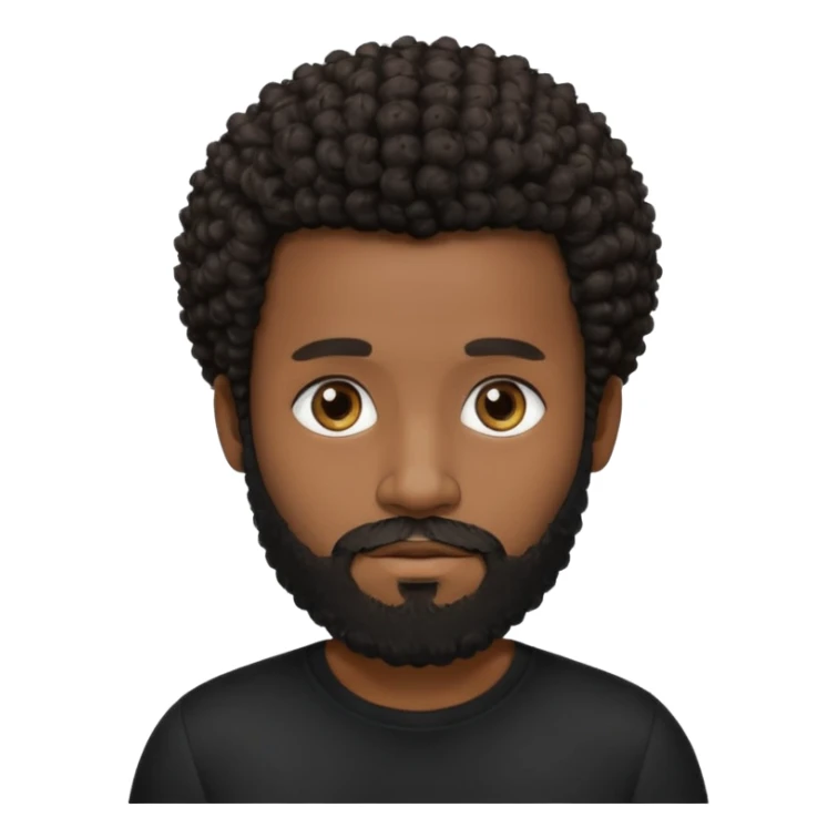 Dark brown skin man with beard and a tiny curly  Afro fade with dark dark brown eyes  sticker