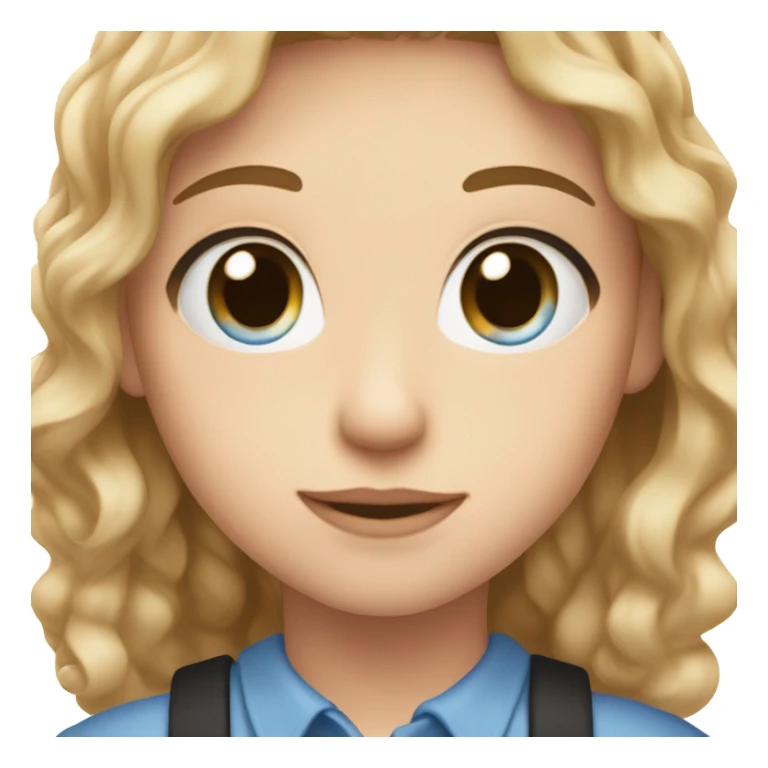 Blue eyes, light brown hair, braces, light blush and long black lashes  sticker