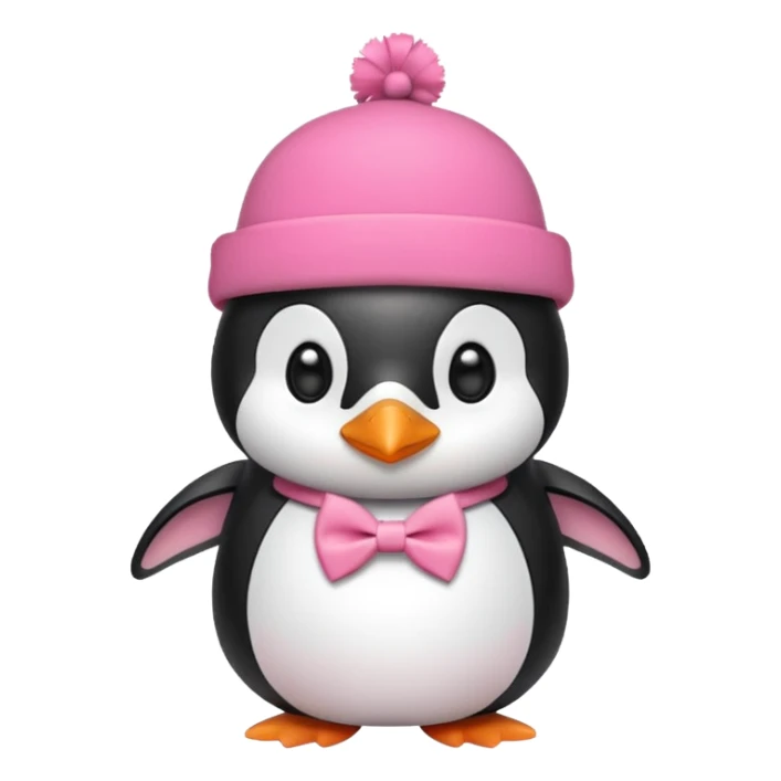 Pink cute Penguin wear cute bow tie in its hat sticker