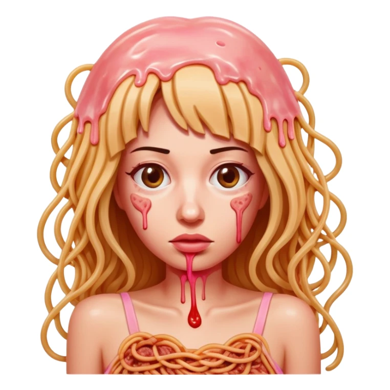  SPAM meat melted pink dripping sauce spaghetti dress monalisa portrait sticker