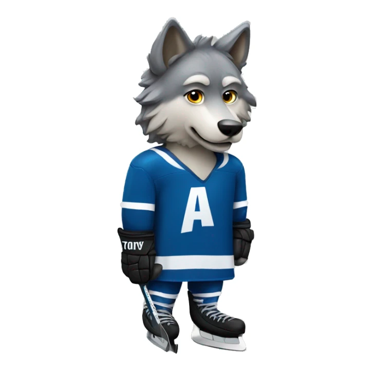 A wolf in hockey uniform sticker