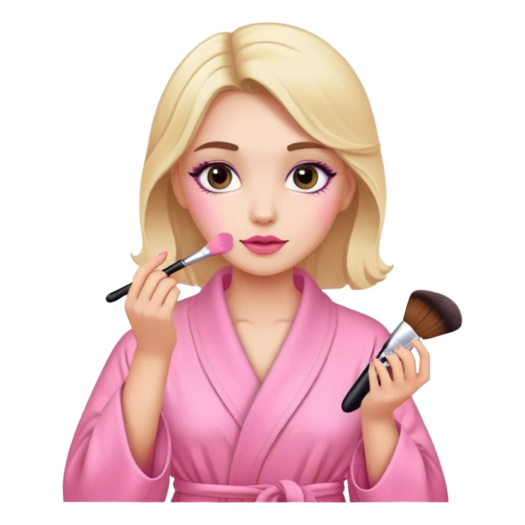 Niña maquillándose con batita rosa sticker