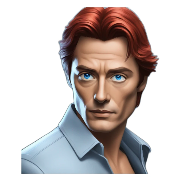 Alain delon cyberpunk blue eyes red hair sticker