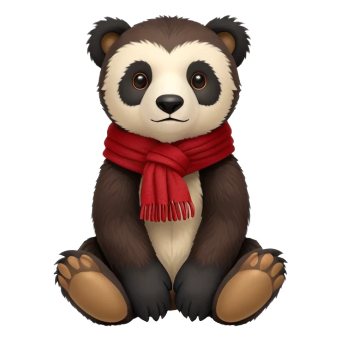 Jellycat Andean bear cub stuffed plush wearing a red scarf sticker