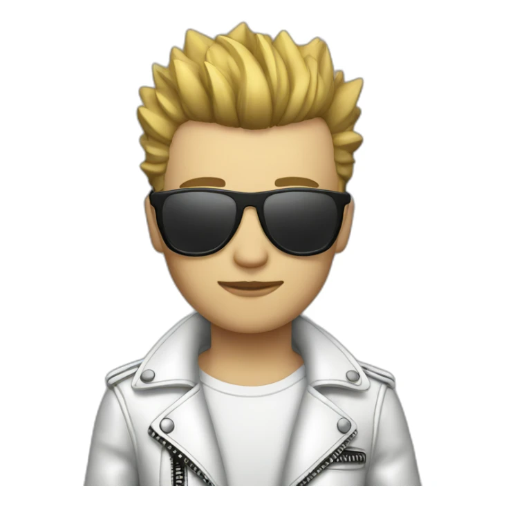 Punk male, with white leather jacket,mirror glasses sticker
