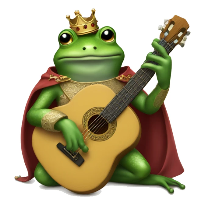 A medieval anthropomorphic frog playing a guitar and dressed as a prince sticker
