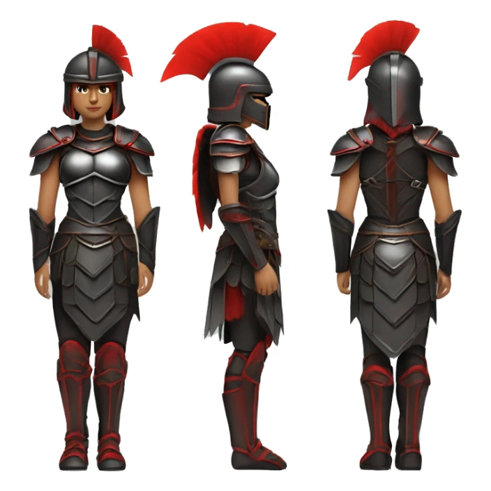 Fantasy spartan warrior female wearing detailed black armor with a red plumed helmet
 sticker