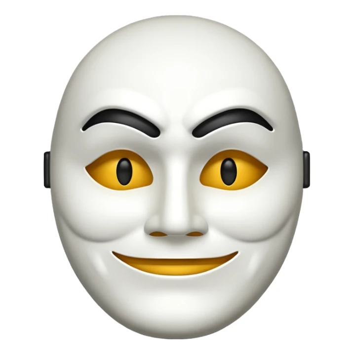 fsociety mask, stylized, simplified, suitable for emoji sticker