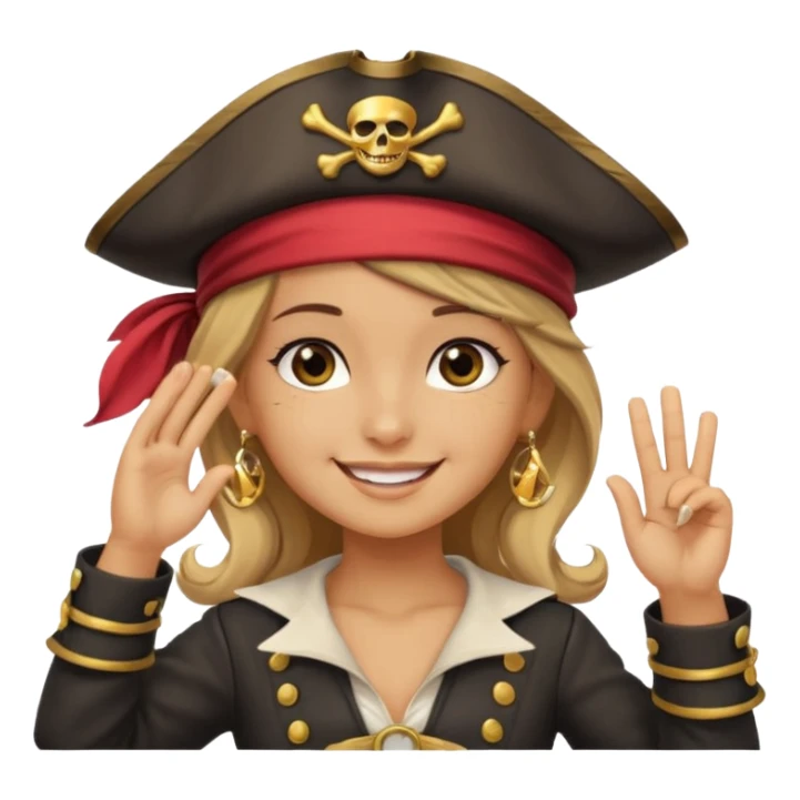 cute pirate girl saluting sticker