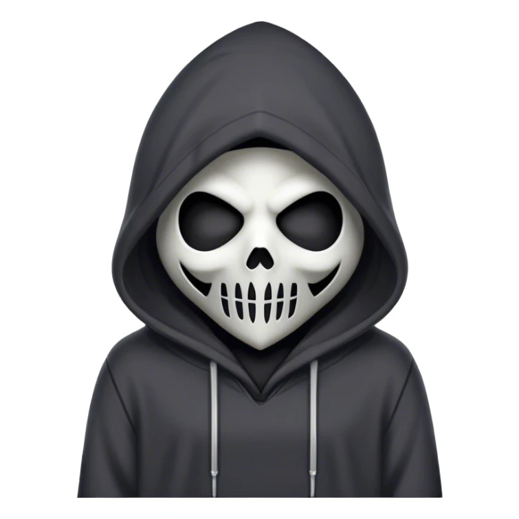 cute character in hoodie, wearing cute reaper mask sticker