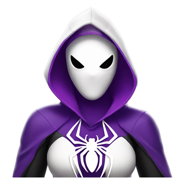 spider gwen wearing a mask and hood purple and white iphone sticker