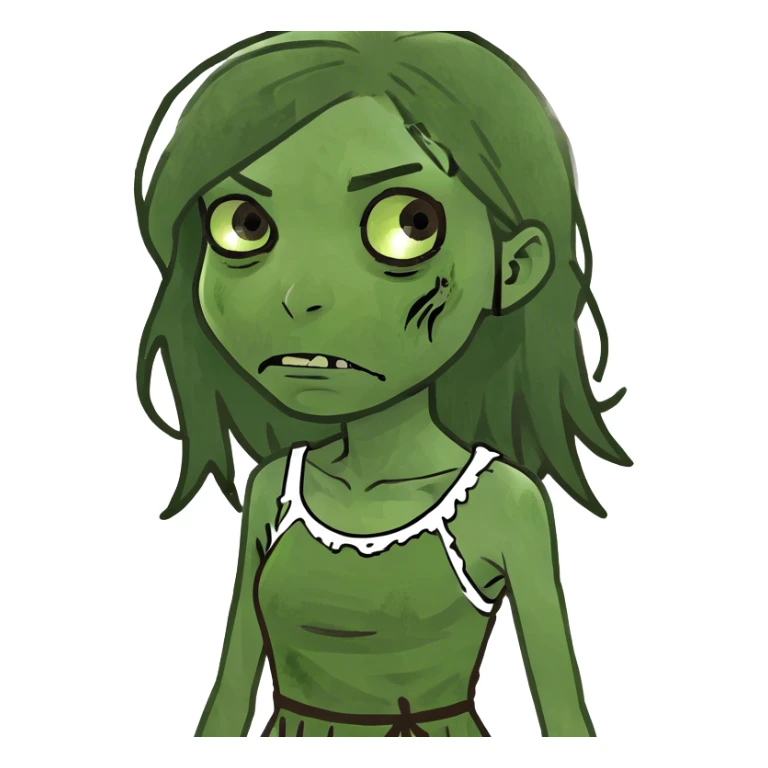 brunette zombie girl with medium straight hair with brown eyes sticker