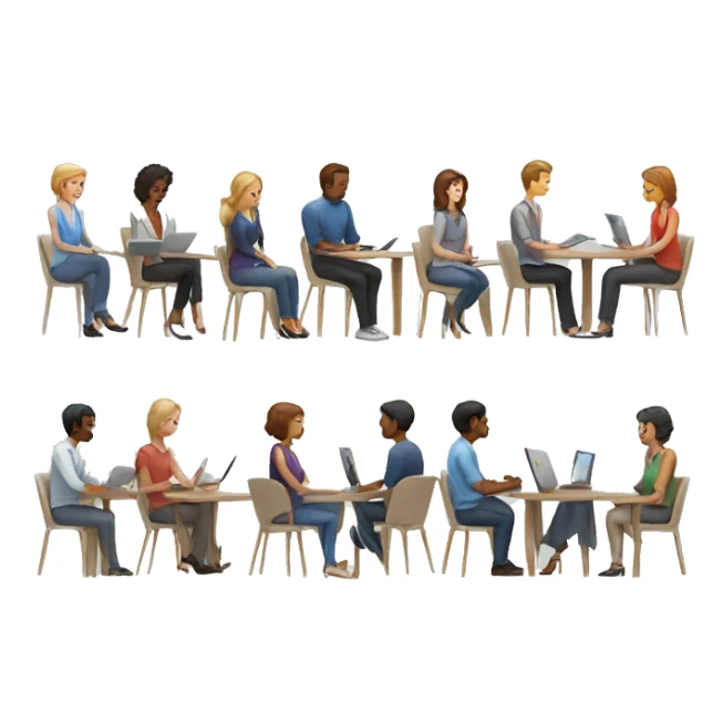 daily standup meeting people sitting in light colored chairs sticker